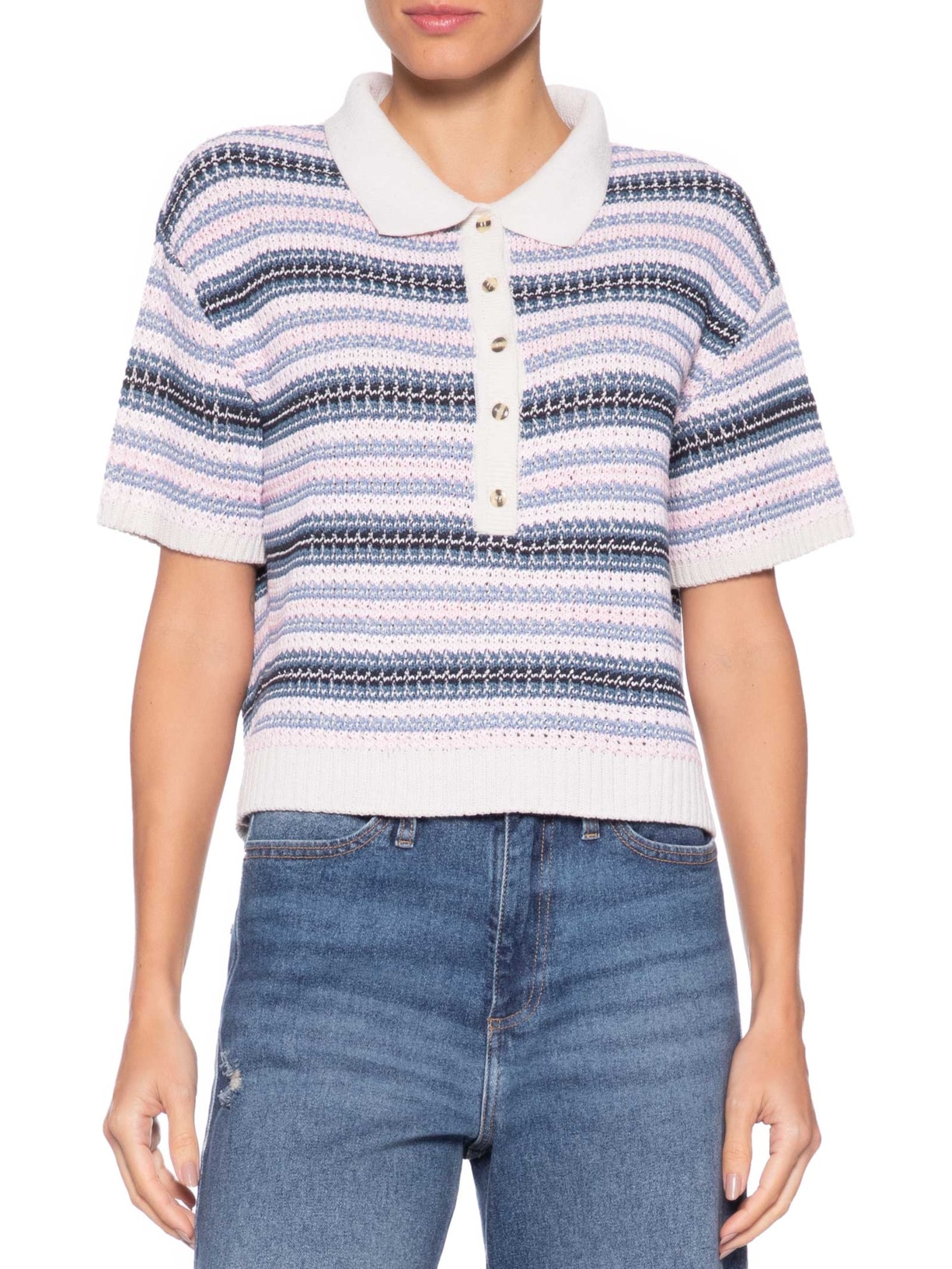 Blusa Feminina Taina Manga Curta  Azul Le Lis