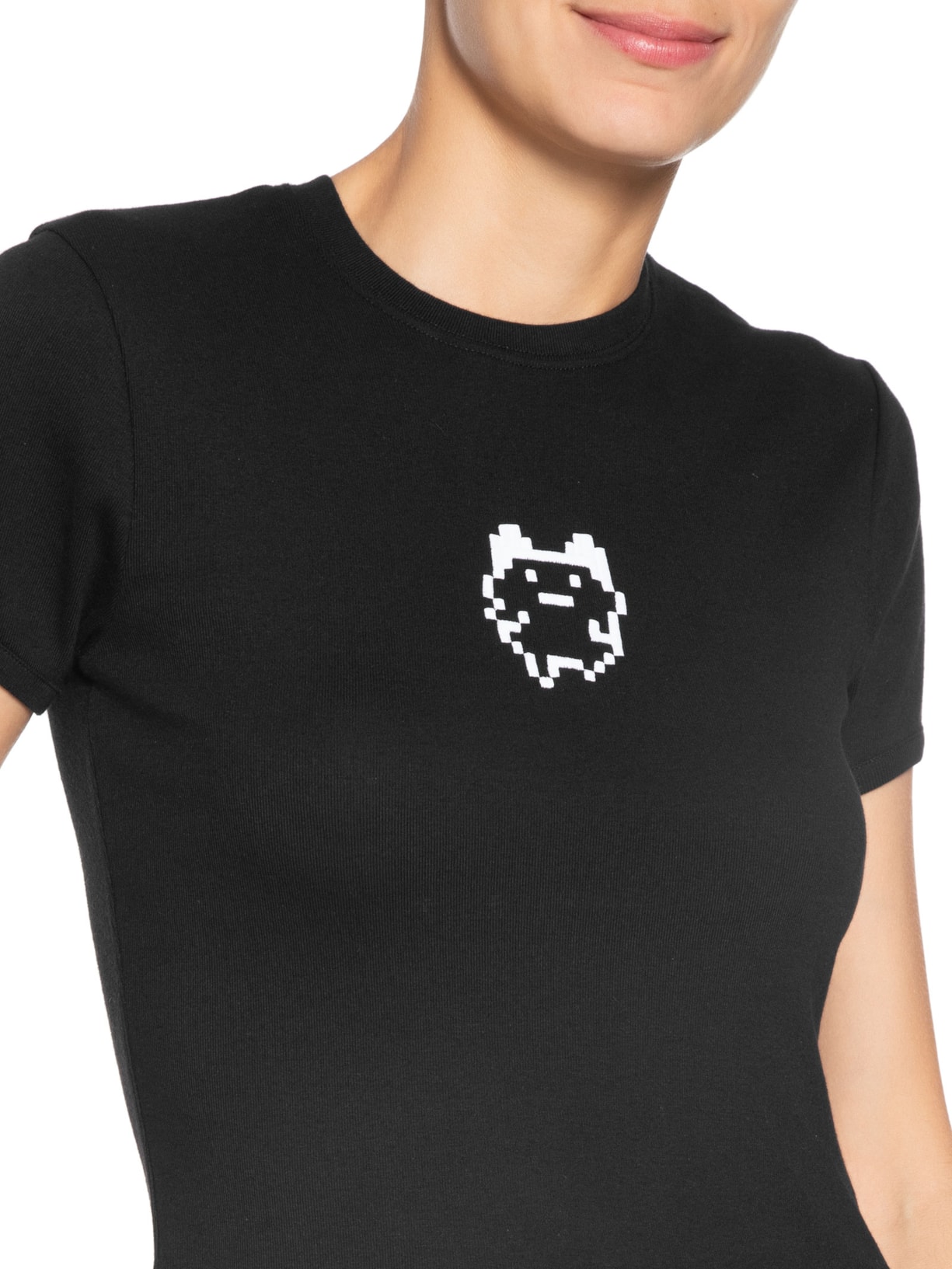 Blusa Feminina Tamagotchi Baby Tee Preto Coperni