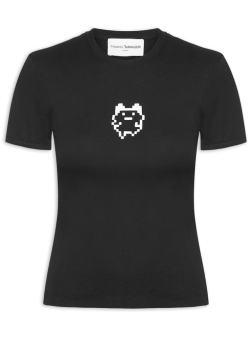 Blusa Feminina Tamagotchi Baby Tee - Preto