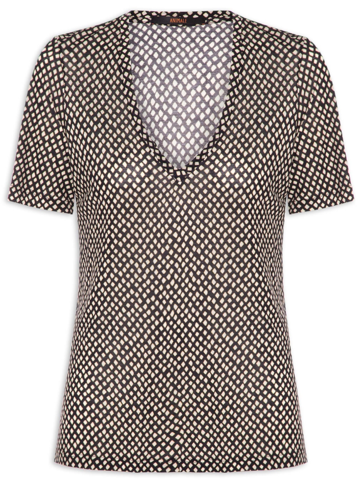 Blusa Feminina Tee Decote V Manga Curta Preto Animale