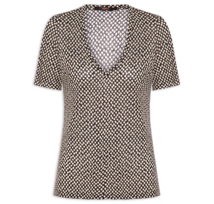 Blusa Feminina Tee Decote V Manga Curta - Preto