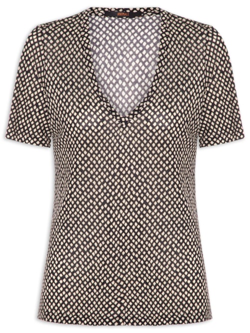 Blusa Feminina Tee Decote V Manga Curta - Preto