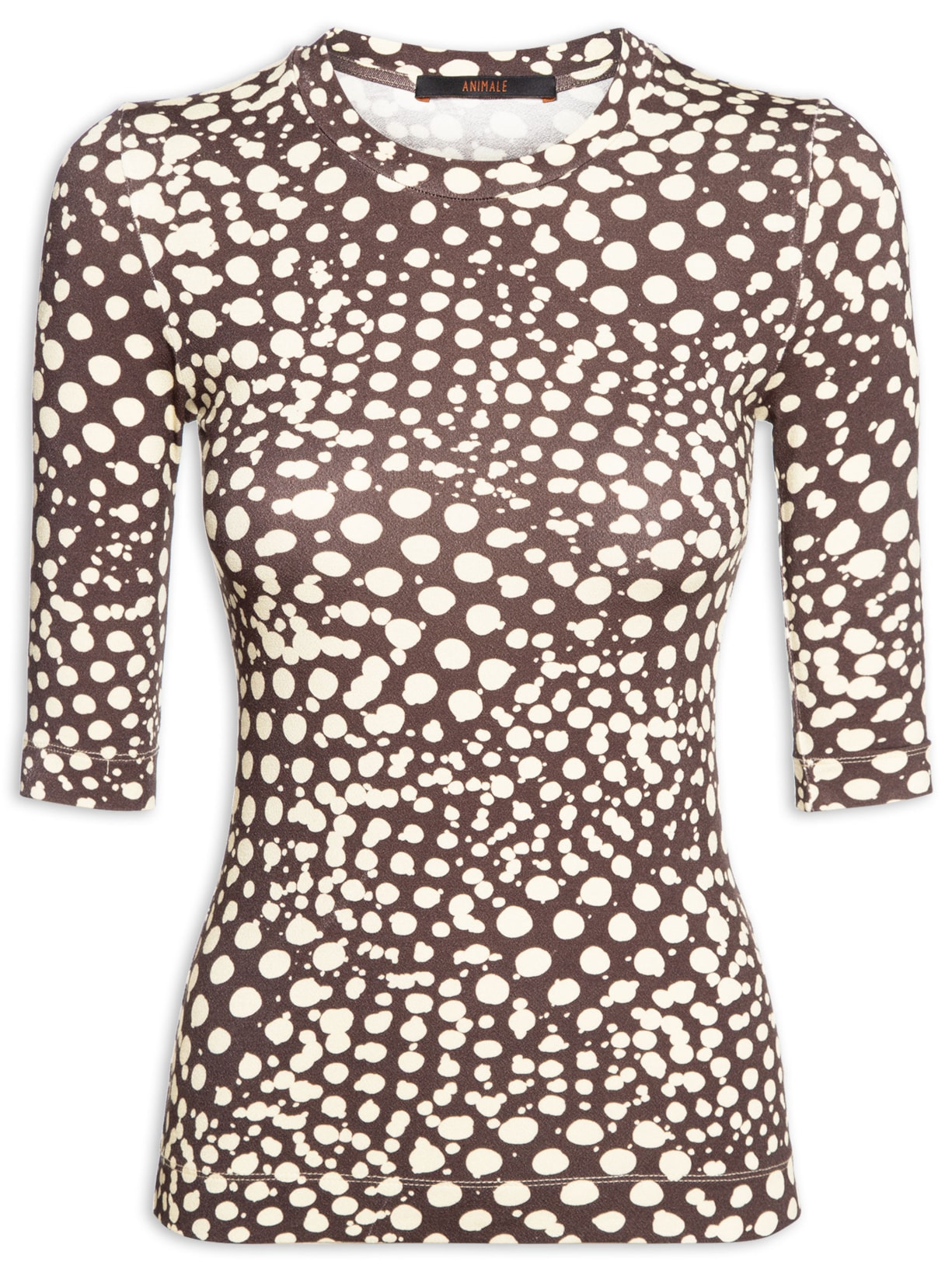 Blusa Feminina Tee Manga Curta Estampada - Marrom