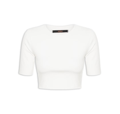 Blusa Feminina Tee Manga Média Cropped - Branco
