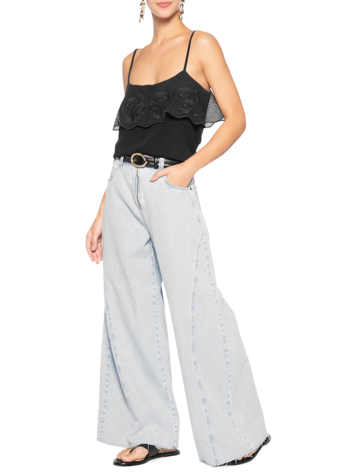 Blusa Feminina Tela Bordado Preto Dress To