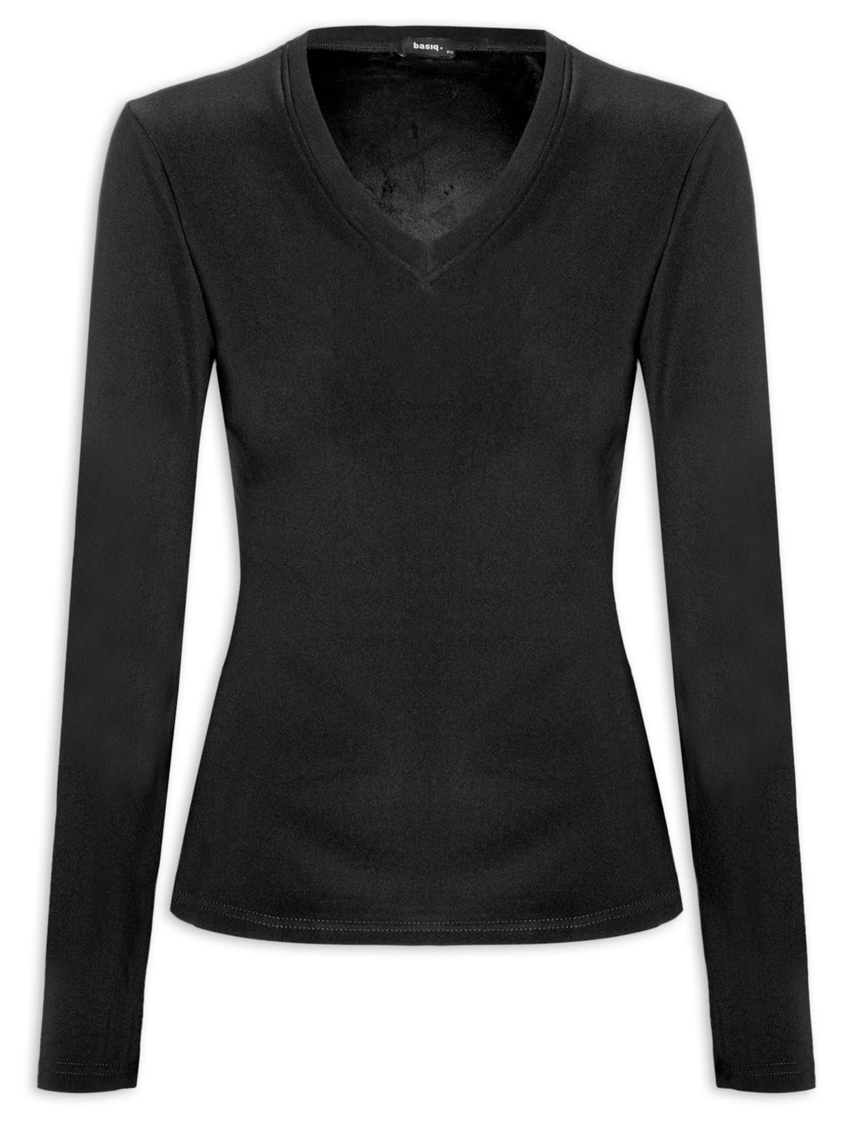 Blusa Feminina Térmica Decote V Com Forro Aveludado - Preto