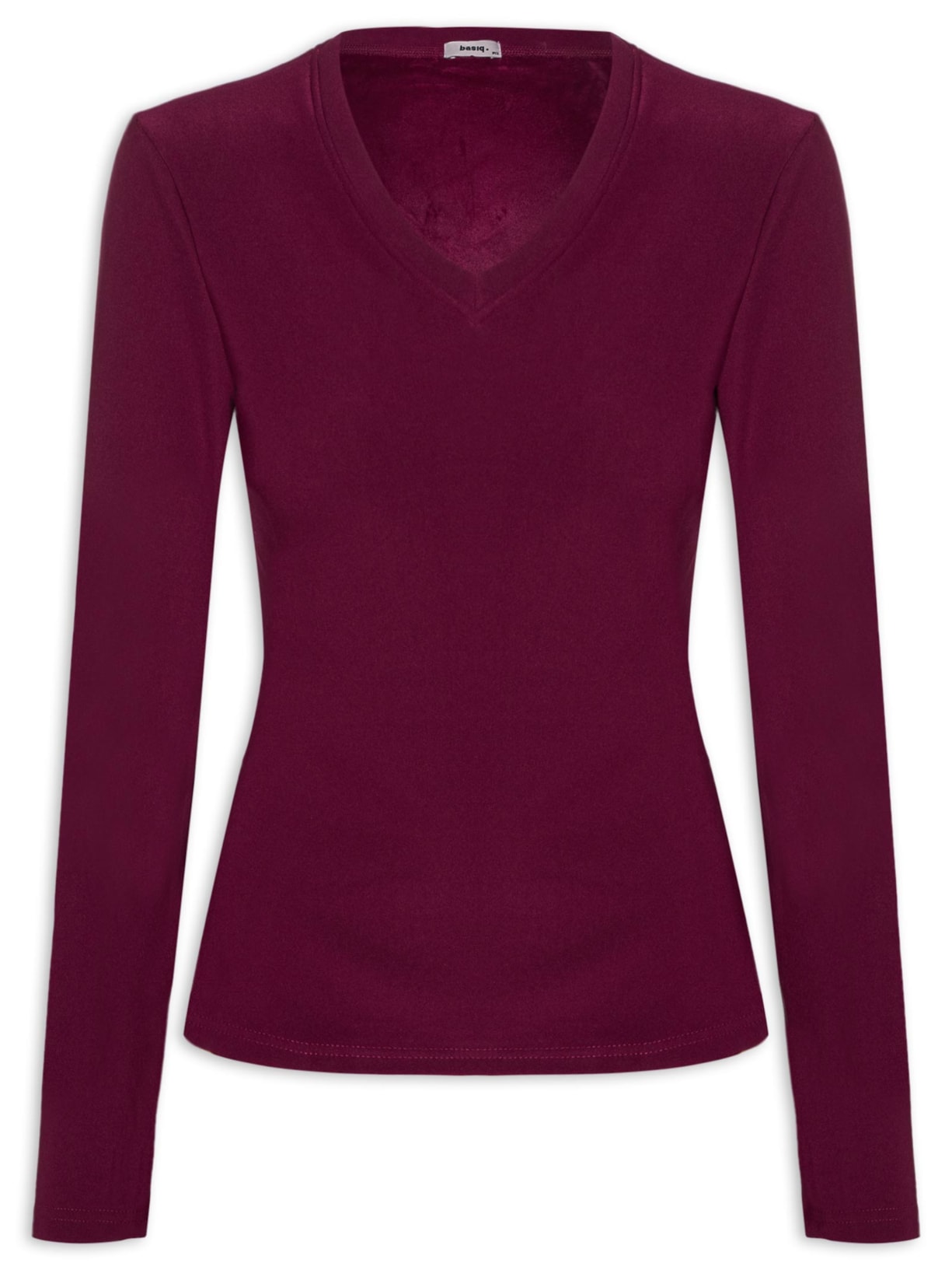Blusa Feminina Térmica Decote V Com Forro Aveludado - Vinho