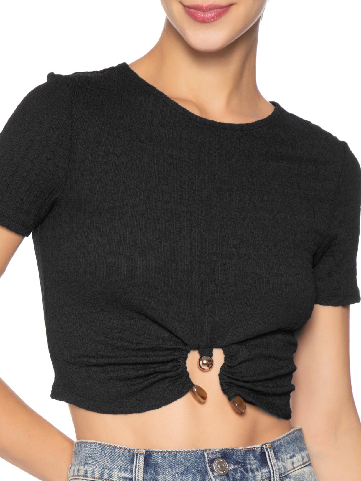 Blusa Feminina Texturizada Preto Market 33