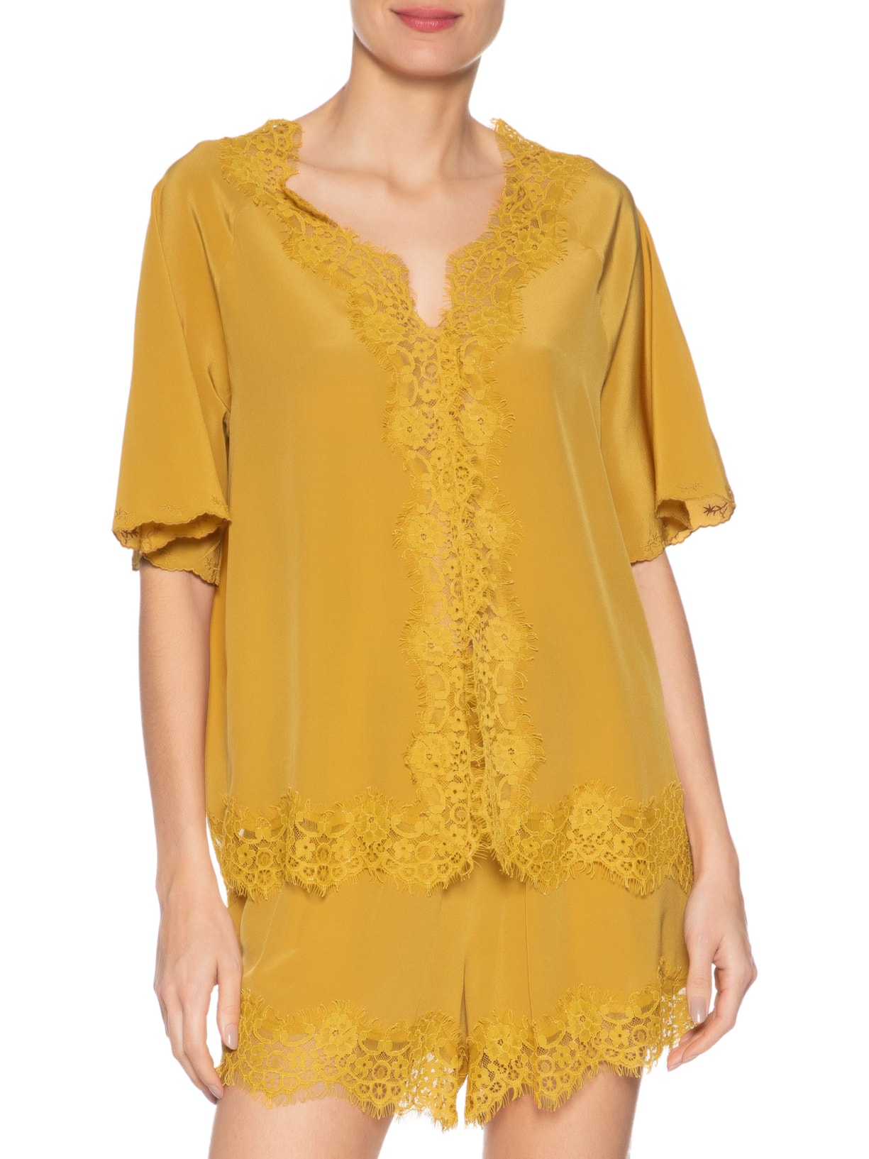 Blusa Feminina Tipo Slip Com Amarração Amarelo Animale