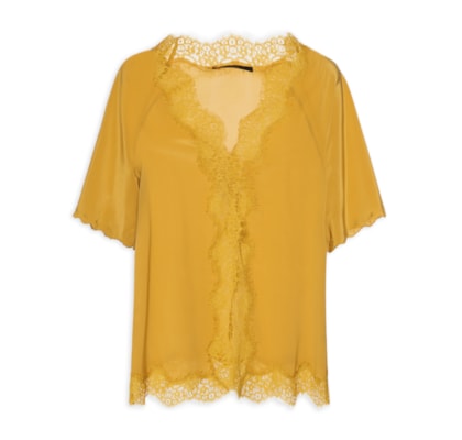 Blusa Feminina Tipo Slip Com Amarração - Amarelo
