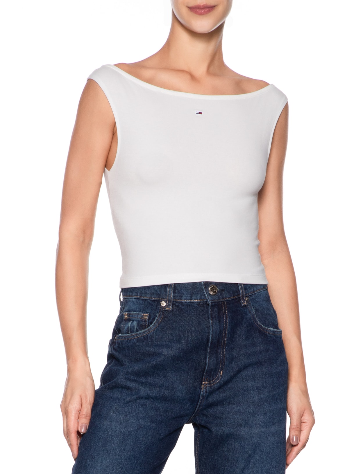Blusa Feminina Tjw Boat Neck Top SS Ext Branco Tommy Jeans