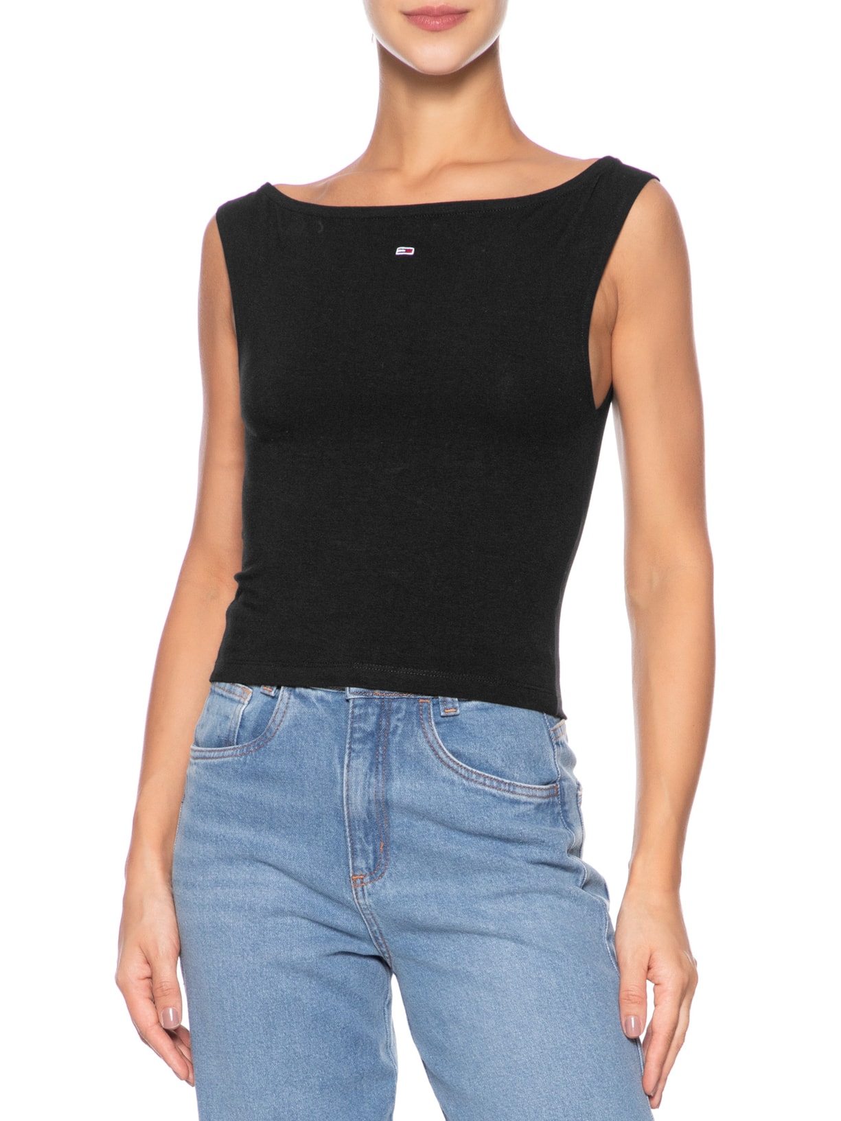 Blusa Feminina Tjw Boat Neck Top SS Ext Preto Tommy Jeans
