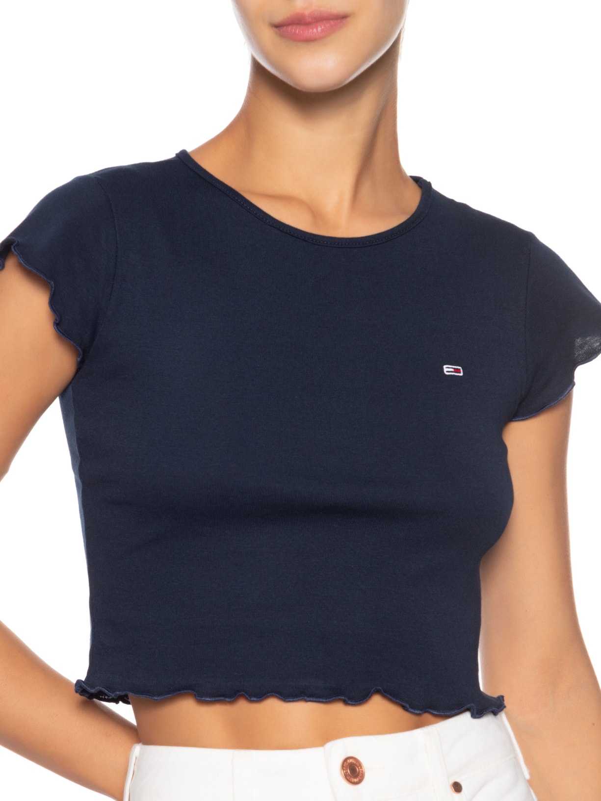 Blusa Feminina Tjw Slim Babylook Tee Ext Azul Tommy Jeans