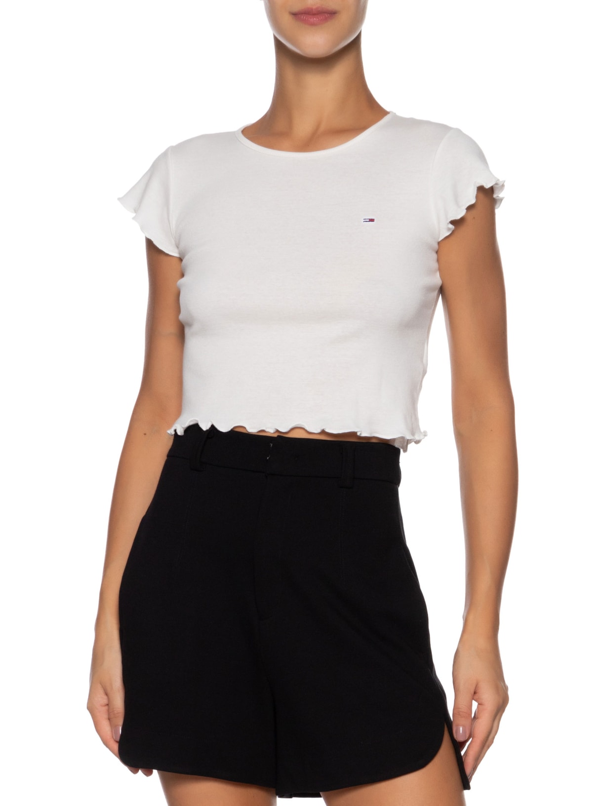 Blusa Feminina Tjw Slim Babylook Tee Ext Branco Tommy Jeans