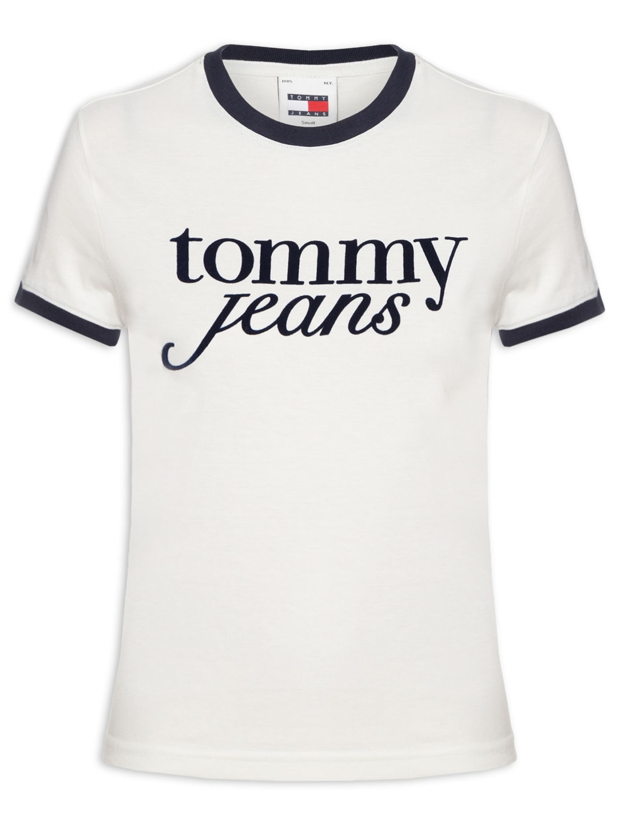 Blusa Feminina Tjw Slim Sh Script Ringr Tee Ext Branco Tommy Jeans