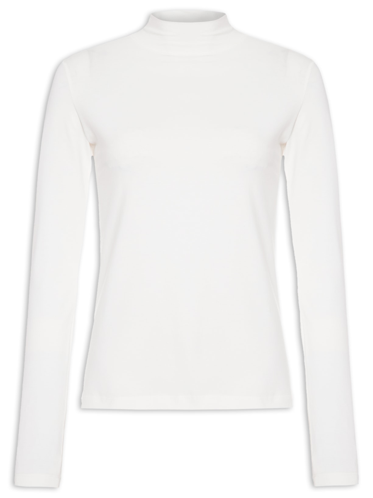 Blusa Feminina Todo Dia Manga Longa Gola Alta Off White Camys
