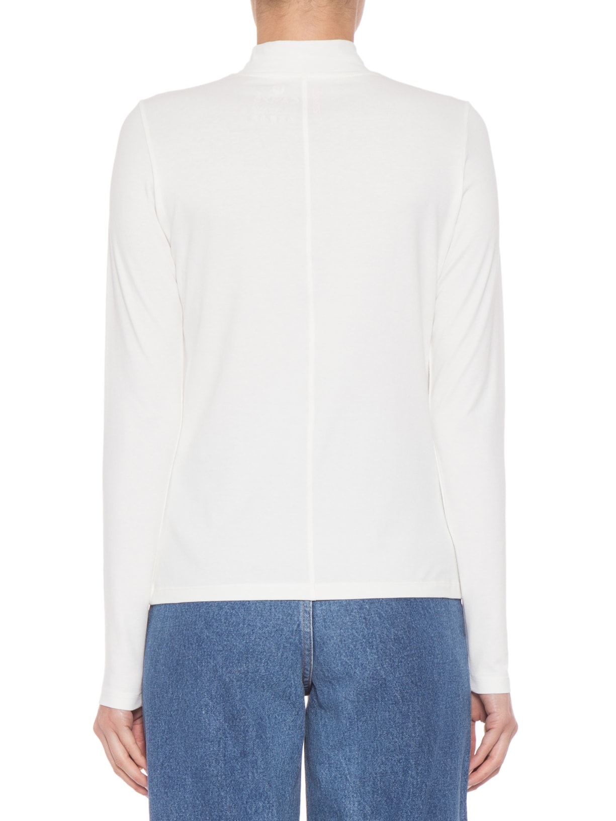 Blusa Feminina Todo Dia Manga Longa Gola Alta Off White Camys