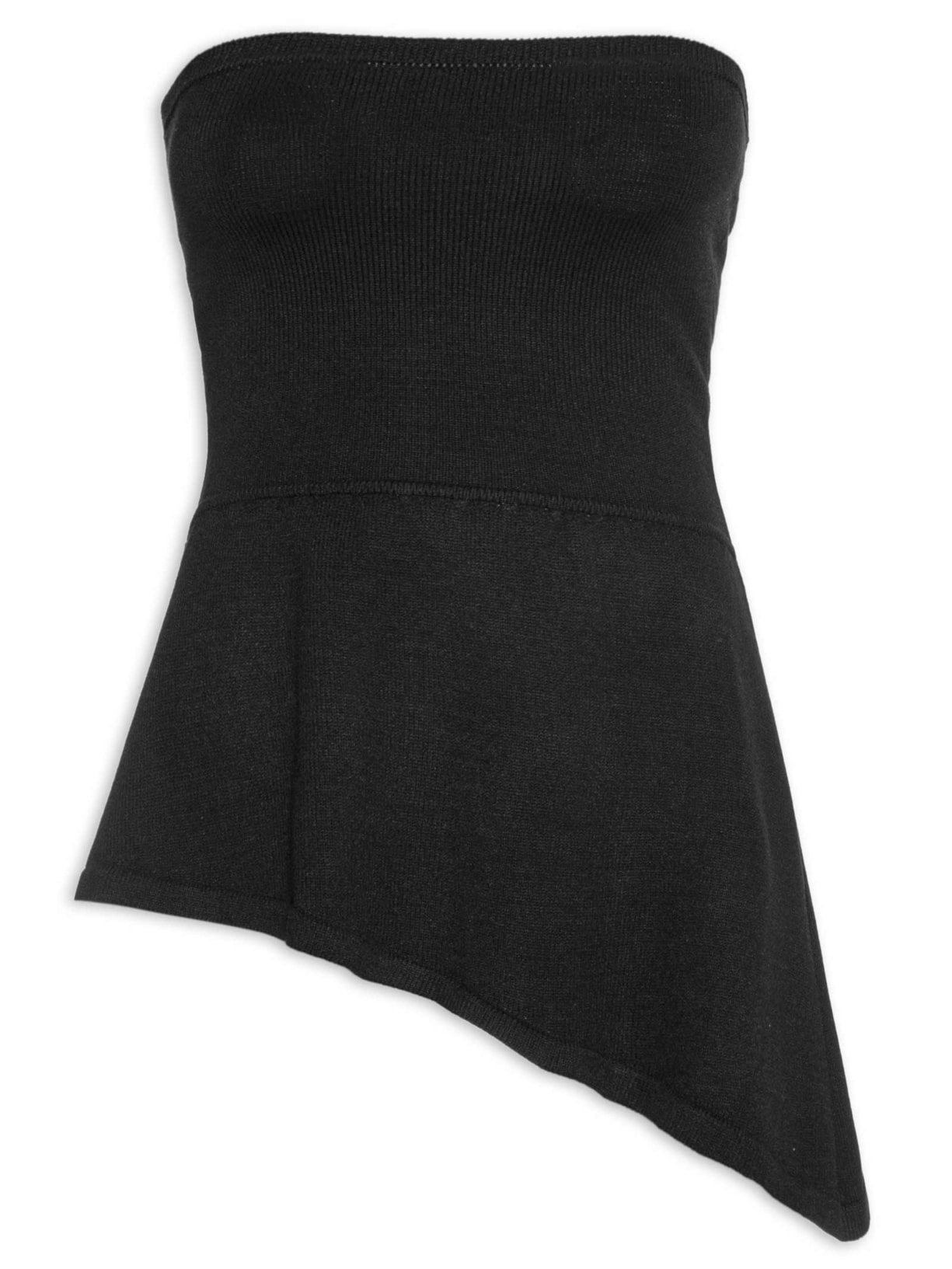 Blusa Feminina Tomara Que Caia Assimétrica - Preto
