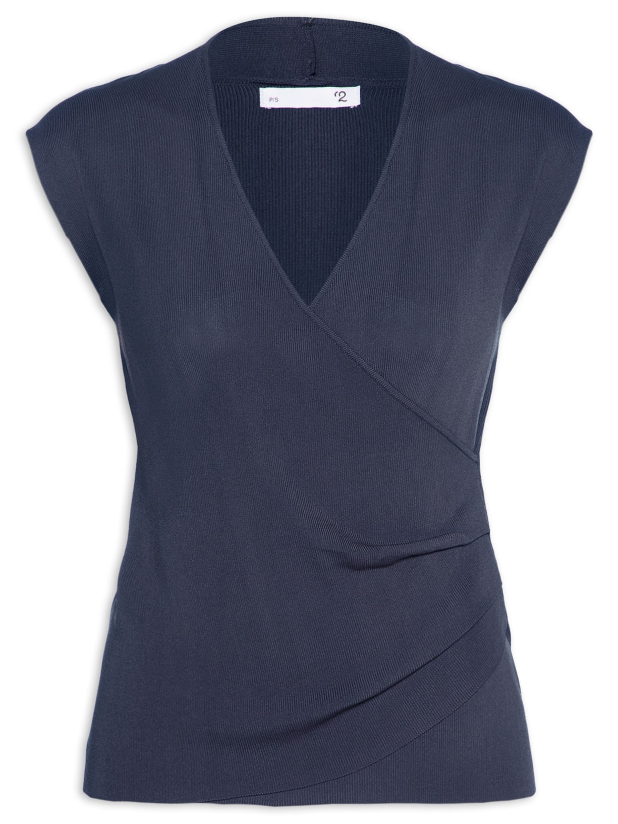 Blusa Feminina Transpassada Em Tricot Azul '2Essential