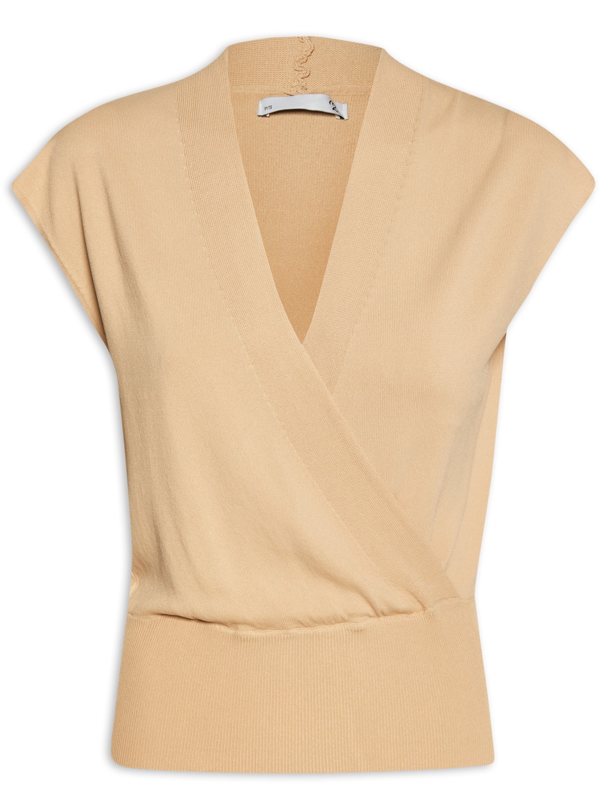 Blusa Feminina Transpassada Em Tricot - Bege