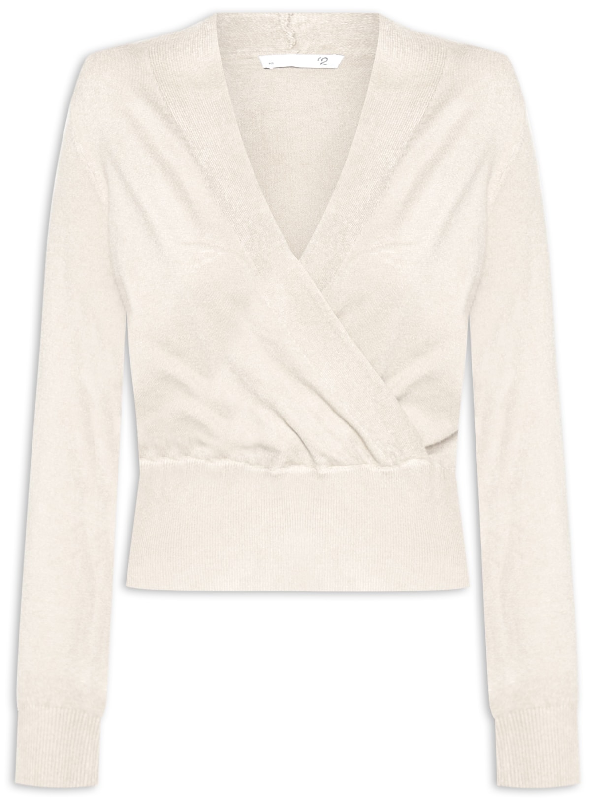 Blusa Feminina Transpassada em Tricot - Bege