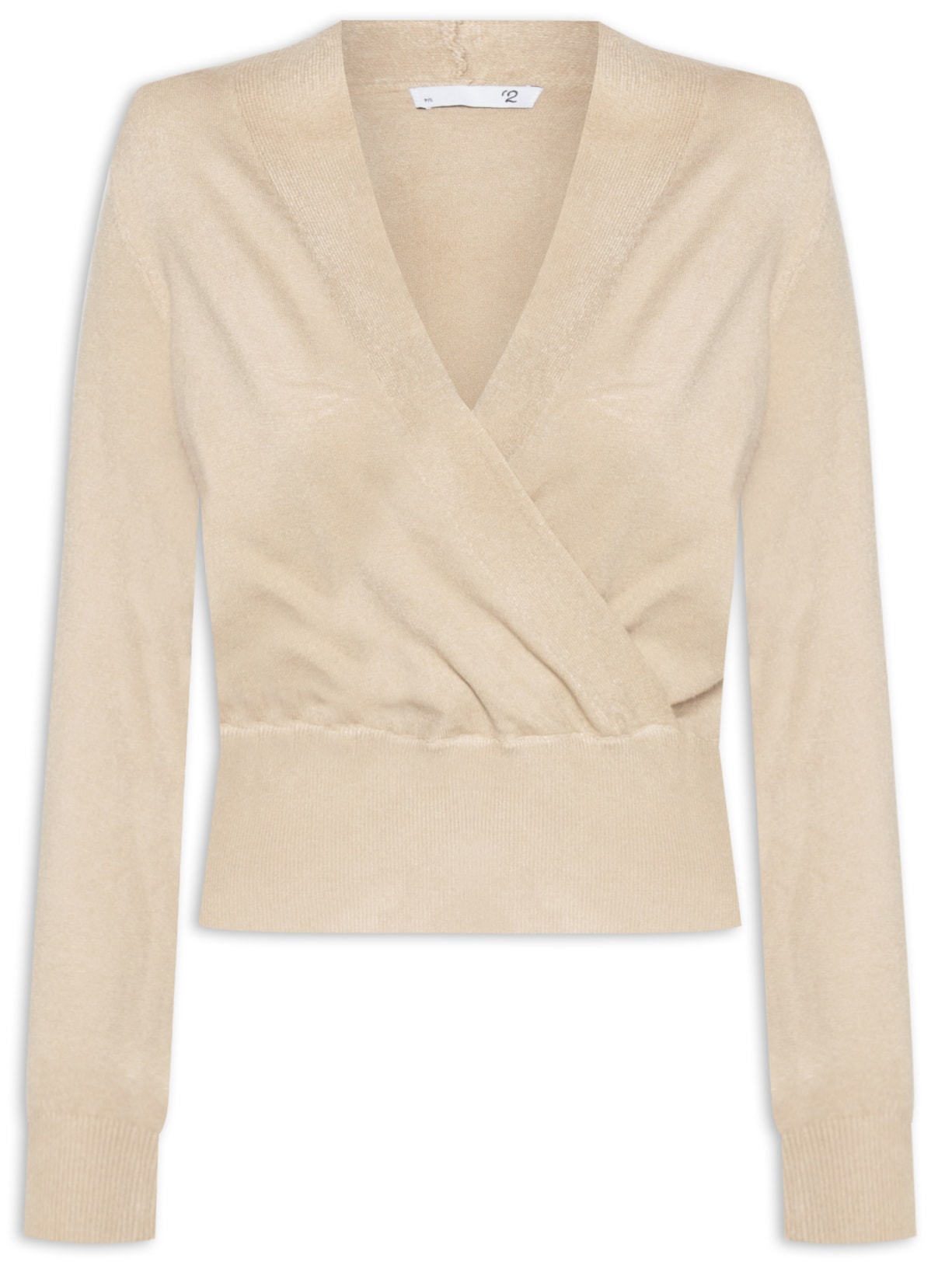 Blusa Feminina Transpassada em Tricot - Bege