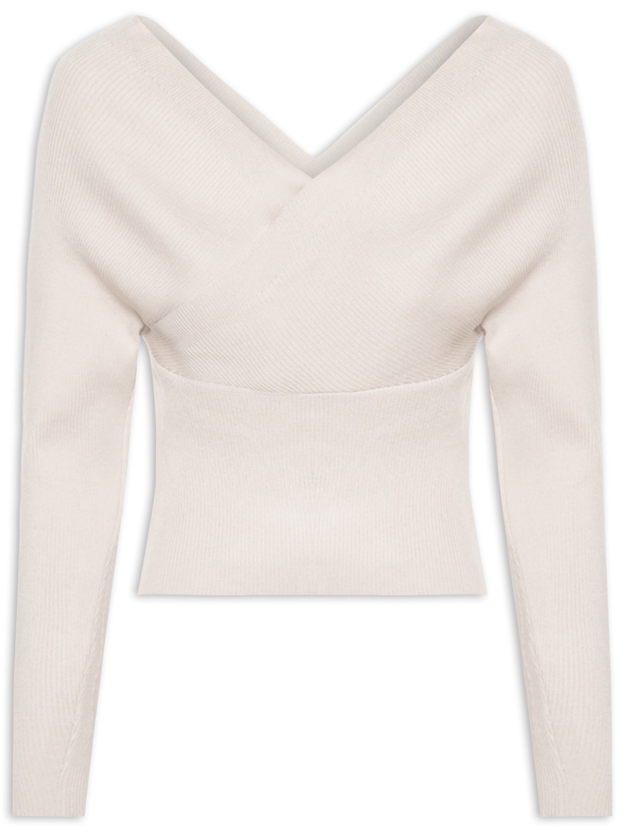 Blusa Feminina Transpassada Em Tricot - Bege