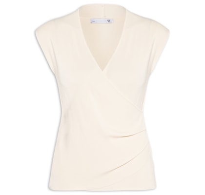 Blusa Feminina Transpassada Em Tricot - Bege