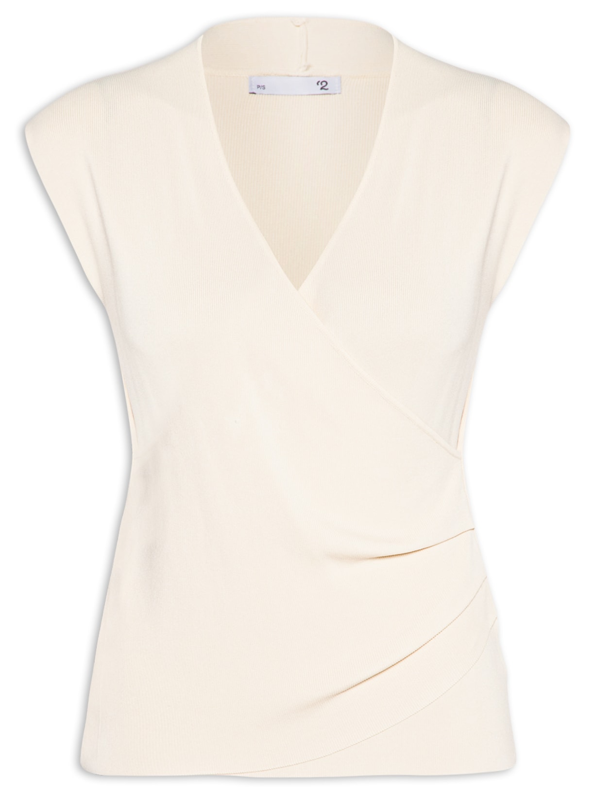 Blusa Feminina Transpassada Em Tricot - Bege