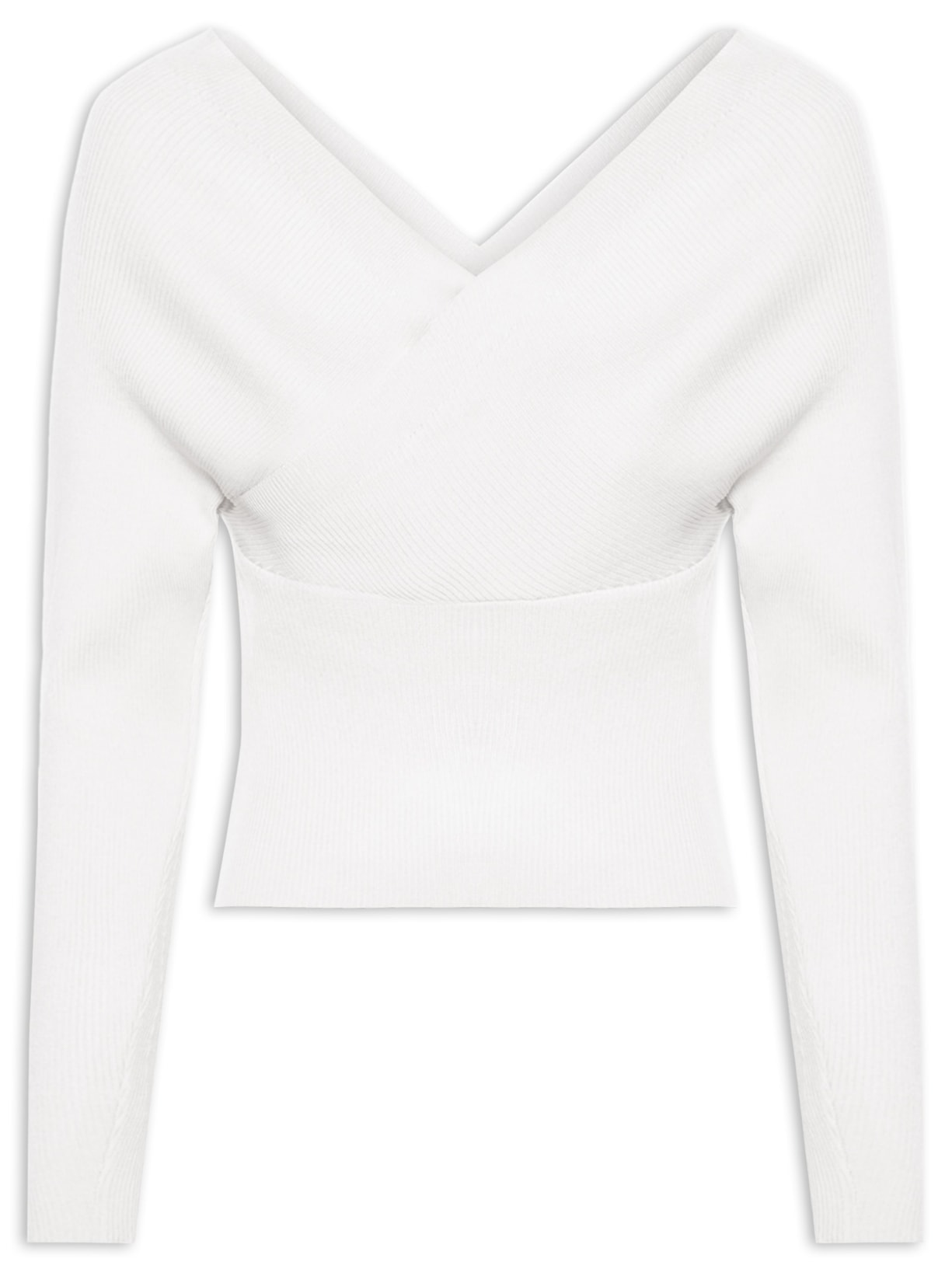 Blusa Feminina Transpassada Em Tricot - Branco