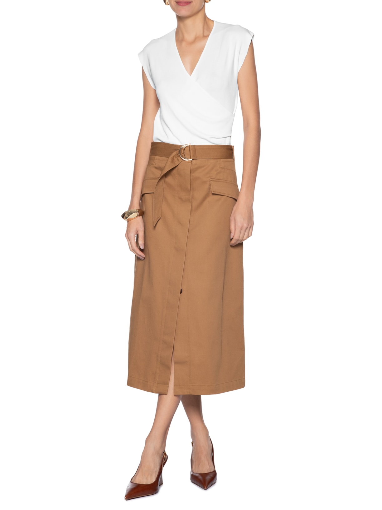 Blusa Feminina Transpassada Em Tricot Branco '2Essential