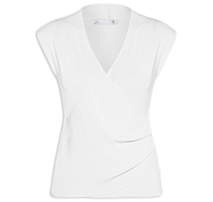 Blusa Feminina Transpassada Em Tricot - Branco