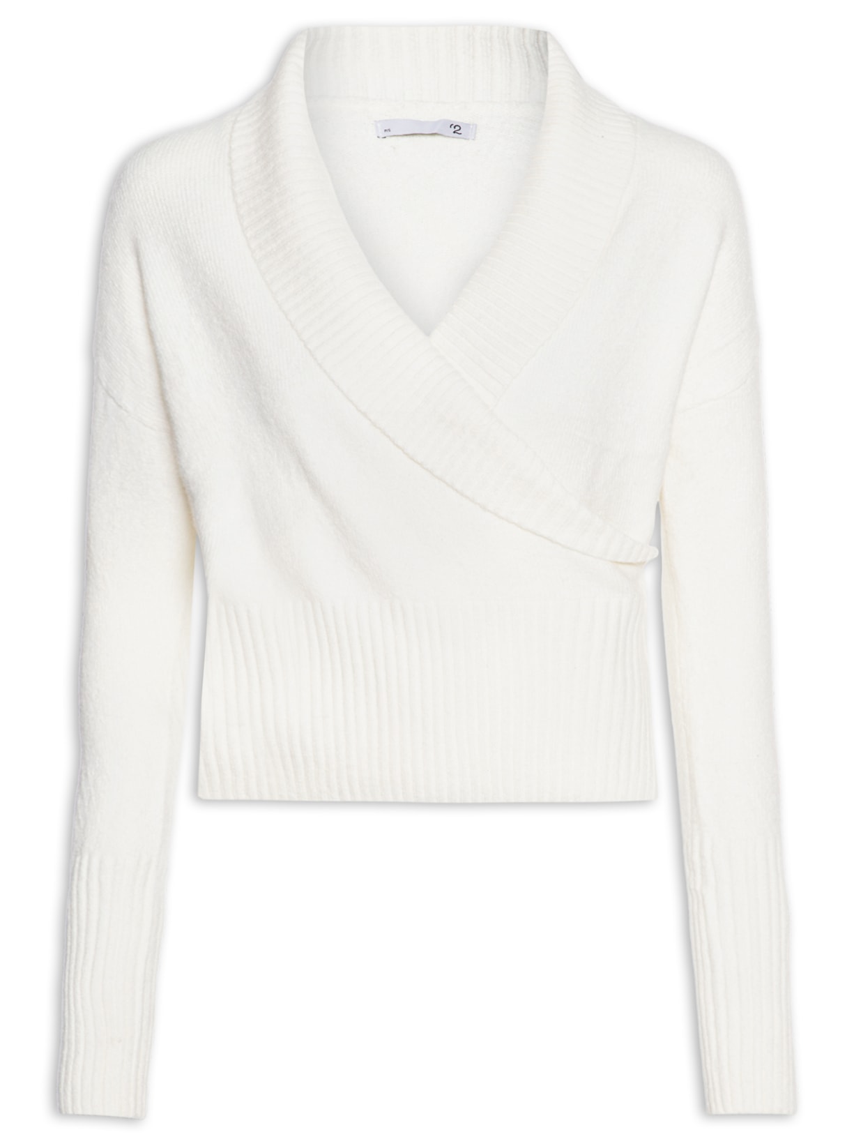 Blusa Feminina Transpassada em Tricot Branco '2Essential