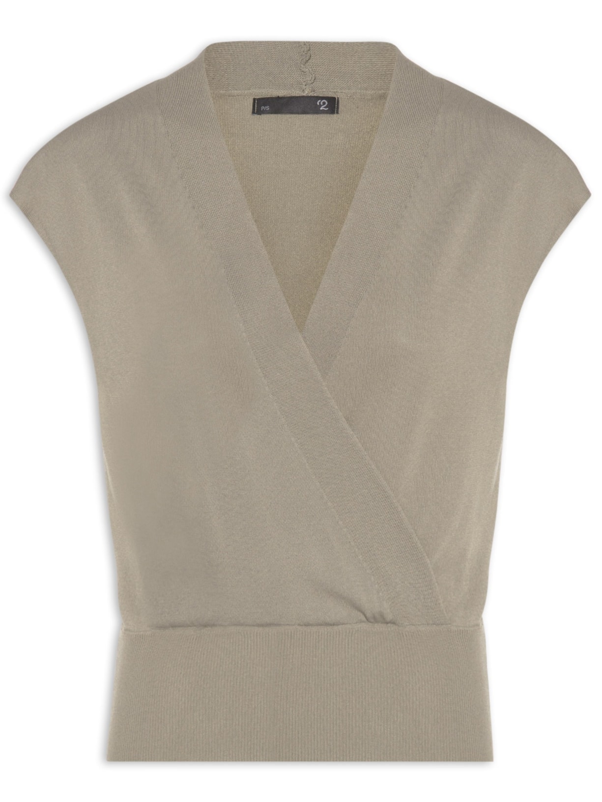 Blusa Feminina Transpassada Em Tricot - Cinza