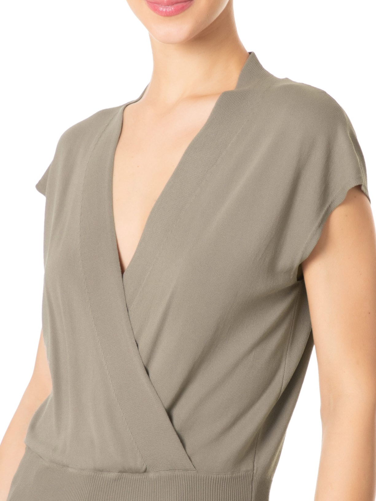 Blusa Feminina Transpassada Em Tricot Cinza '2Essential