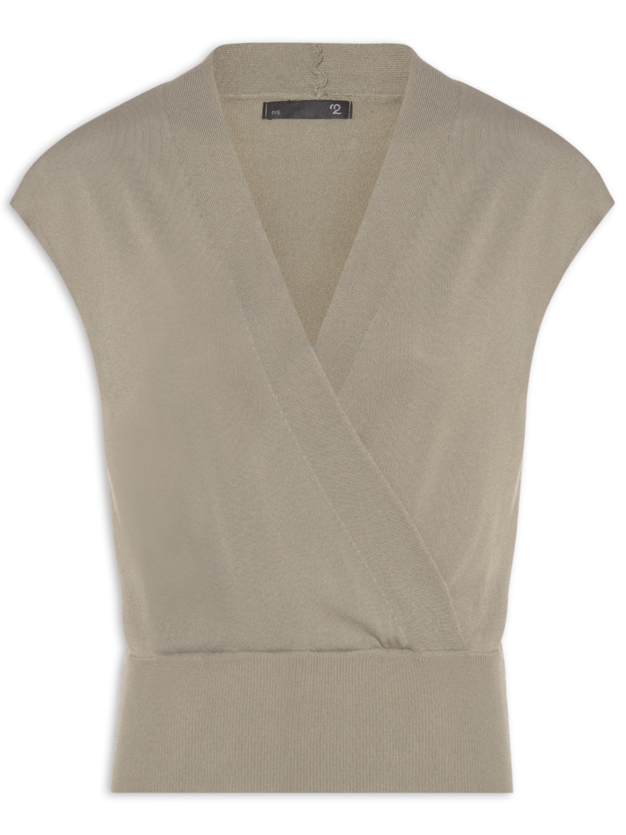 Blusa Feminina Transpassada Em Tricot - Cinza