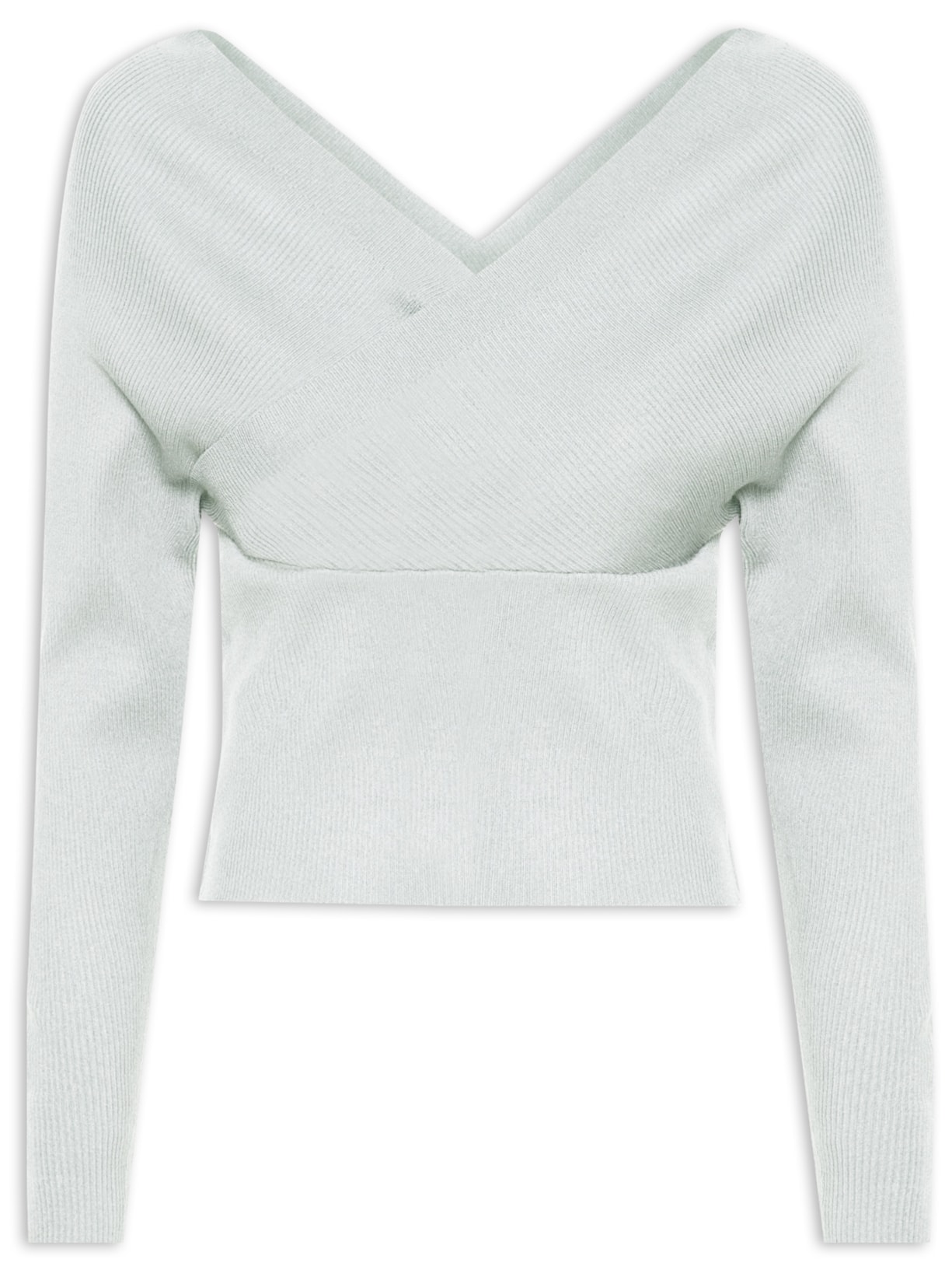 Blusa Feminina Transpassada Em Tricot - Cinza