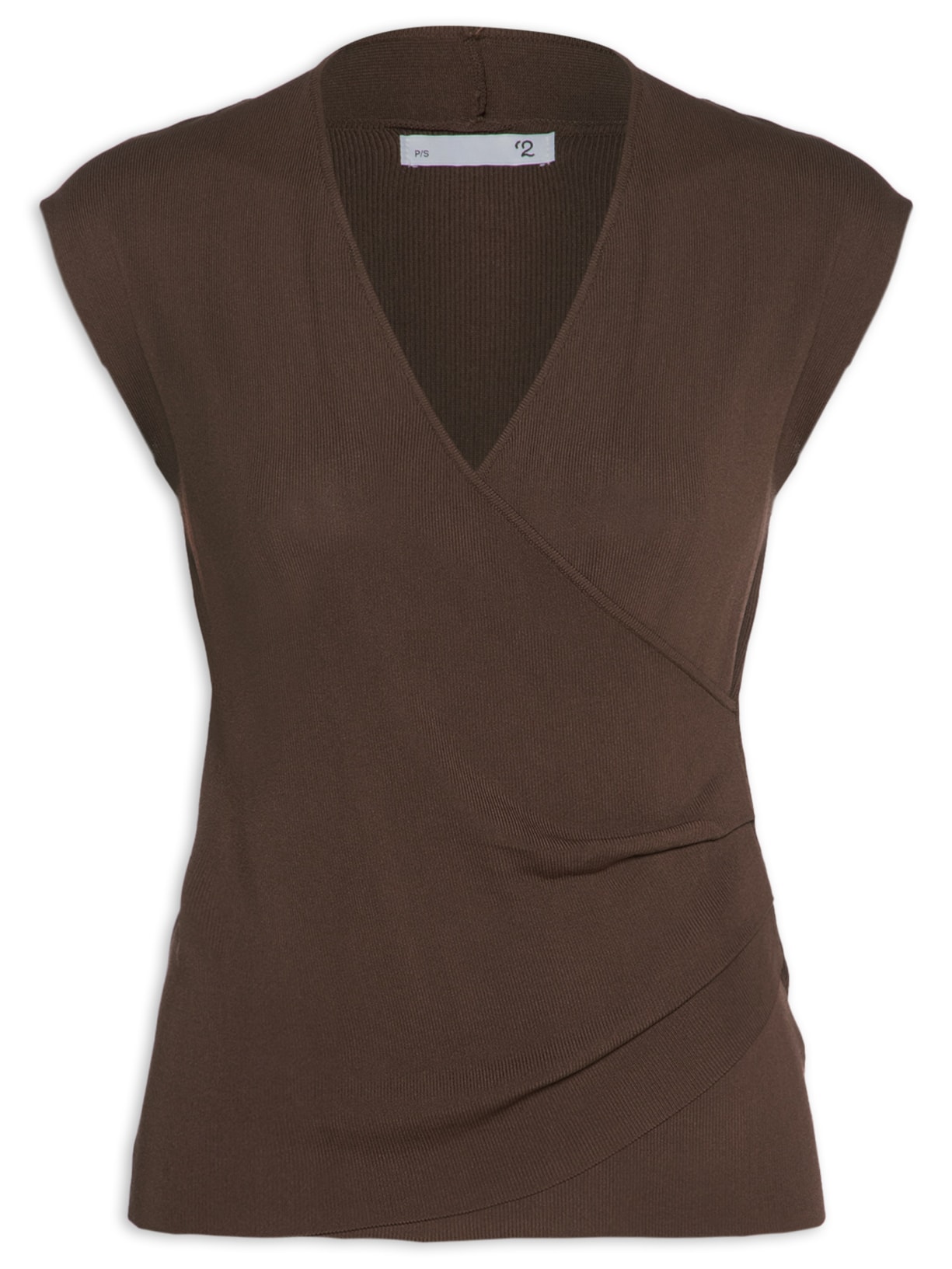 Blusa Feminina Transpassada Em Tricot - Marrom