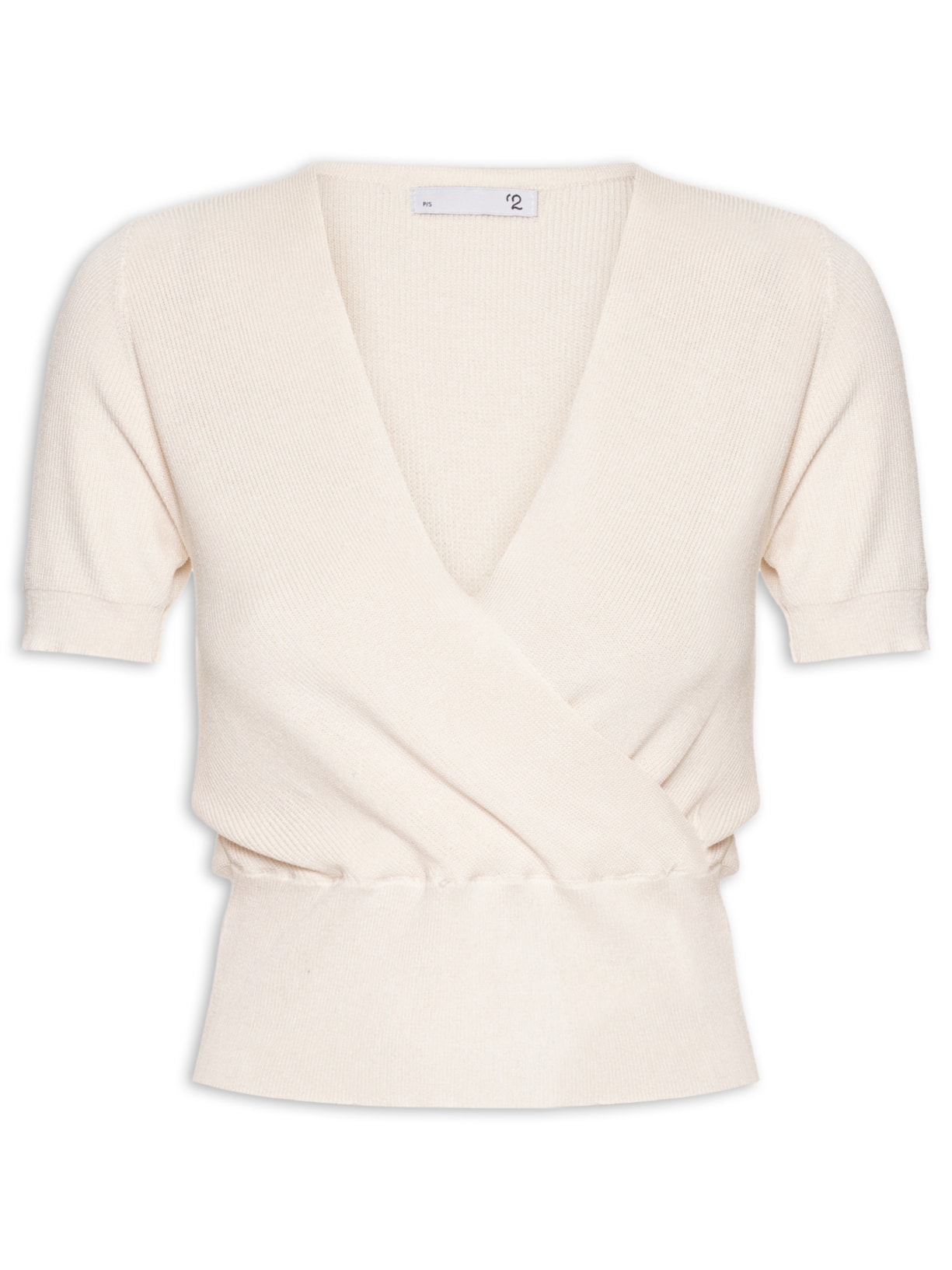 Blusa Feminina Transpassada Em Tricot - Off White