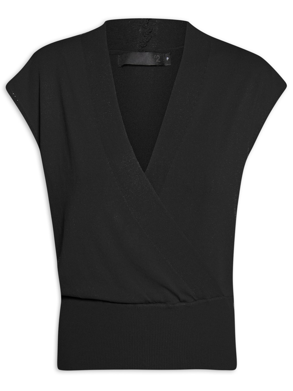 Blusa Feminina Transpassada Em Tricot - Preto