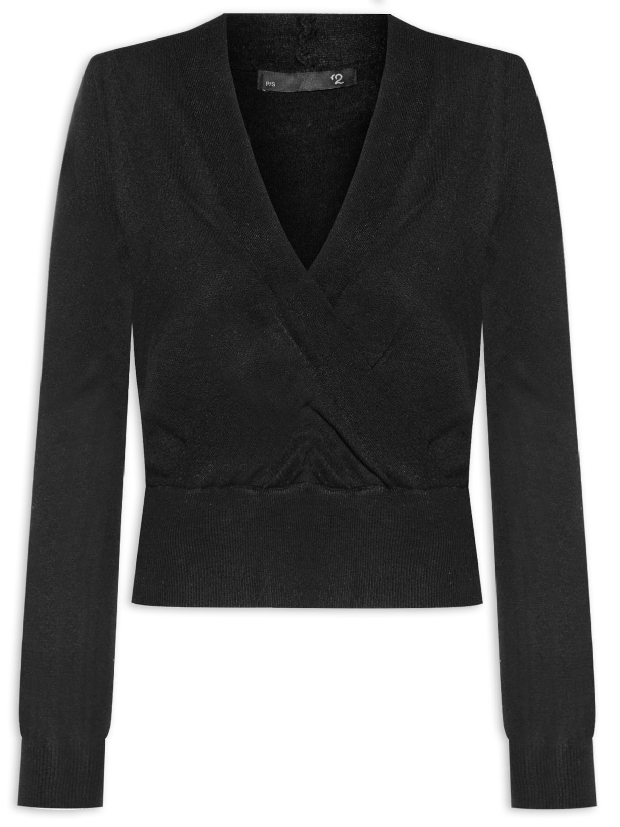 Blusa Feminina Transpassada em Tricot - Preto