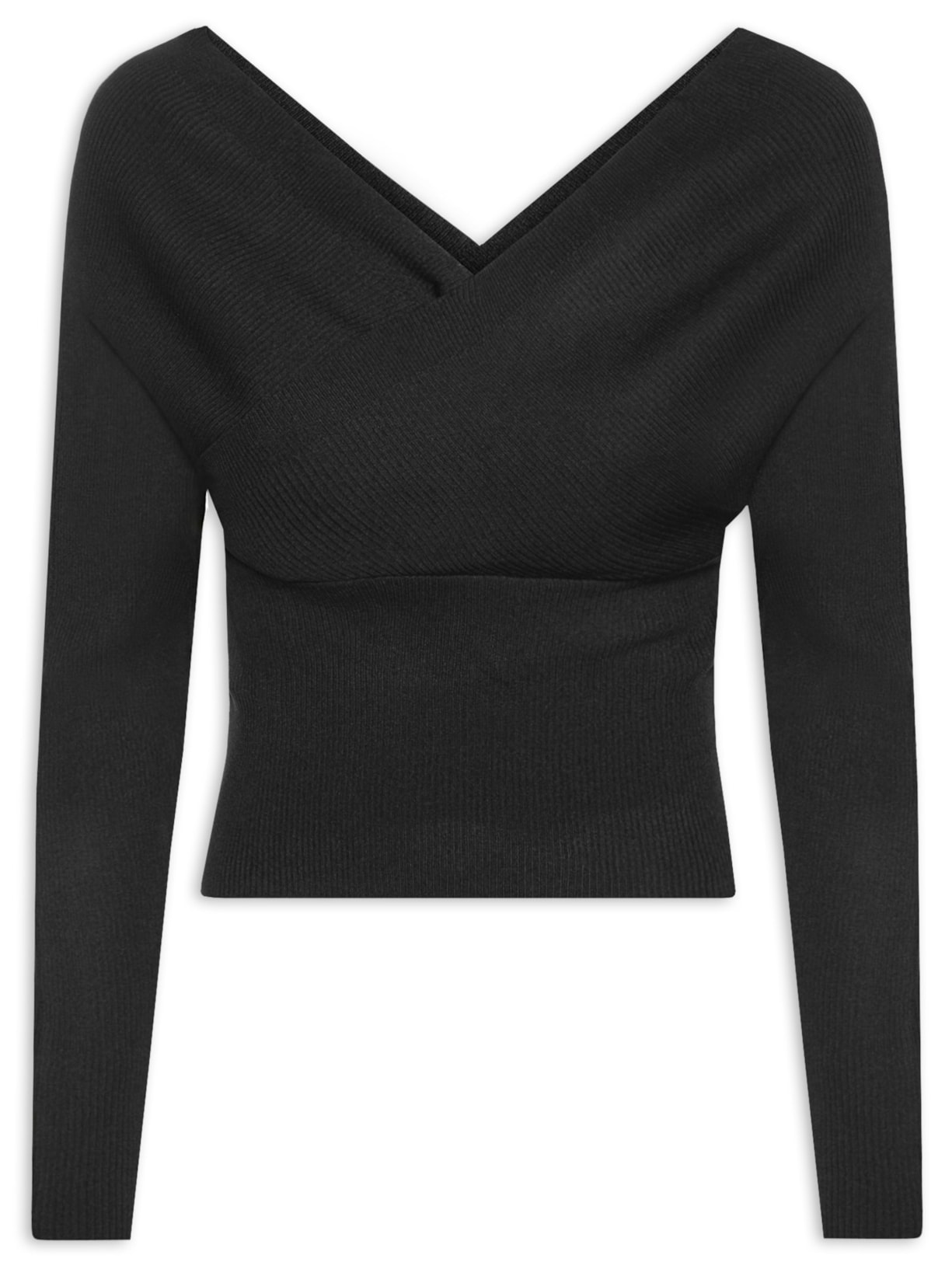 Blusa Feminina Transpassada Em Tricot - Preto