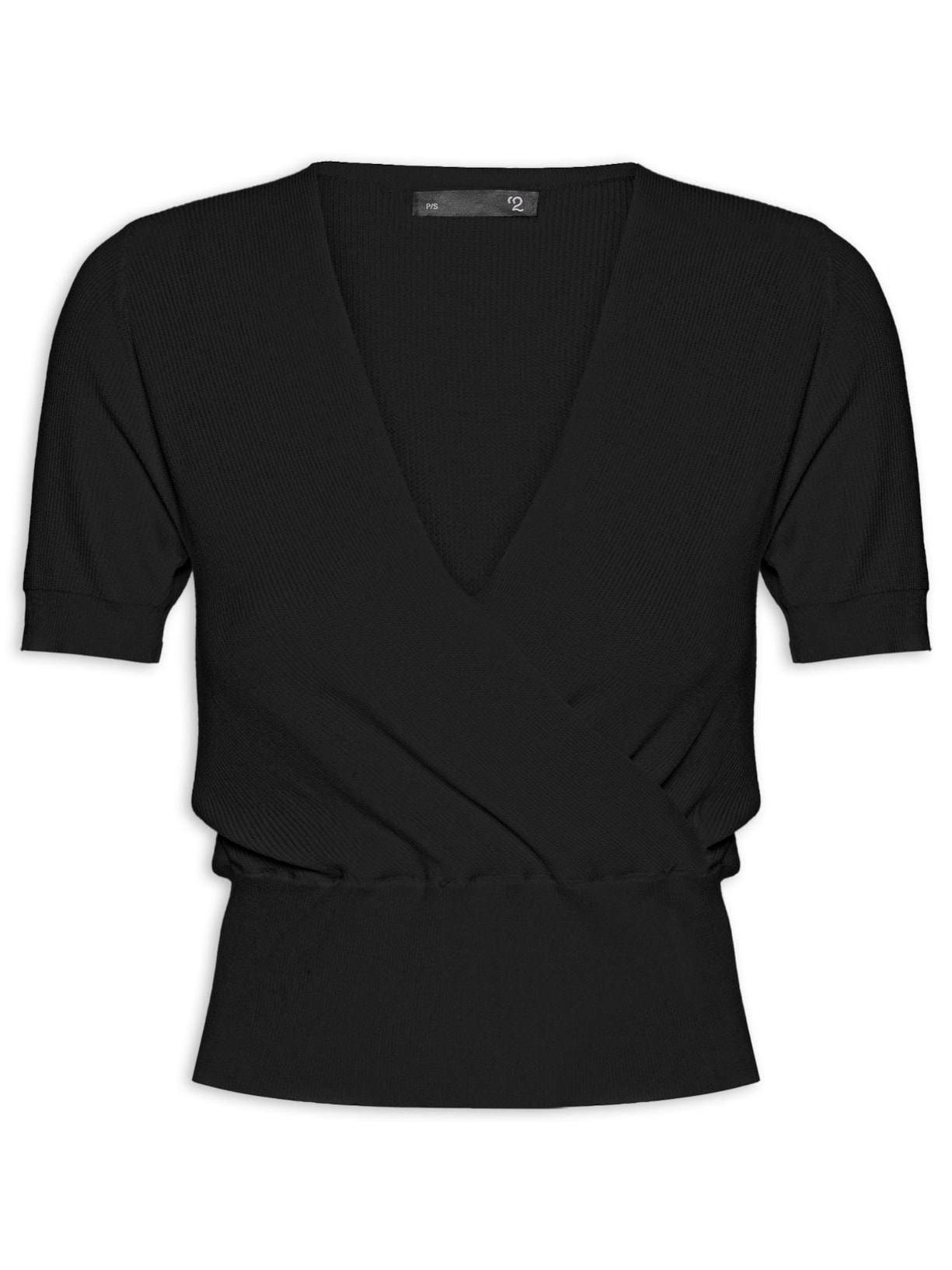 Blusa Feminina Transpassada Em Tricot - Preto