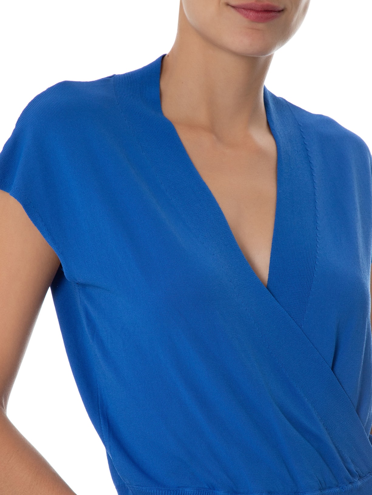 Blusa Feminina Transpassada Em Tricot Sem Manga Azul '2Essential