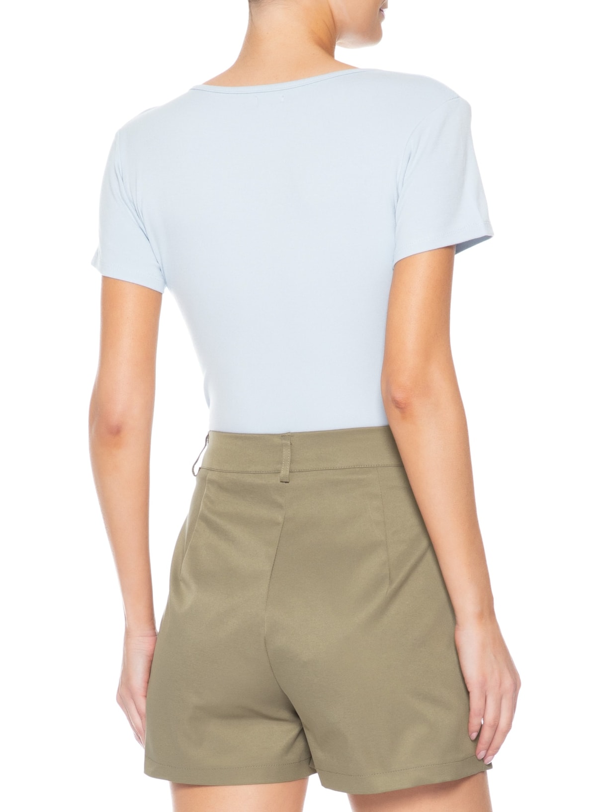 Blusa Feminina Transpassada Manga Curta Azul Basiq