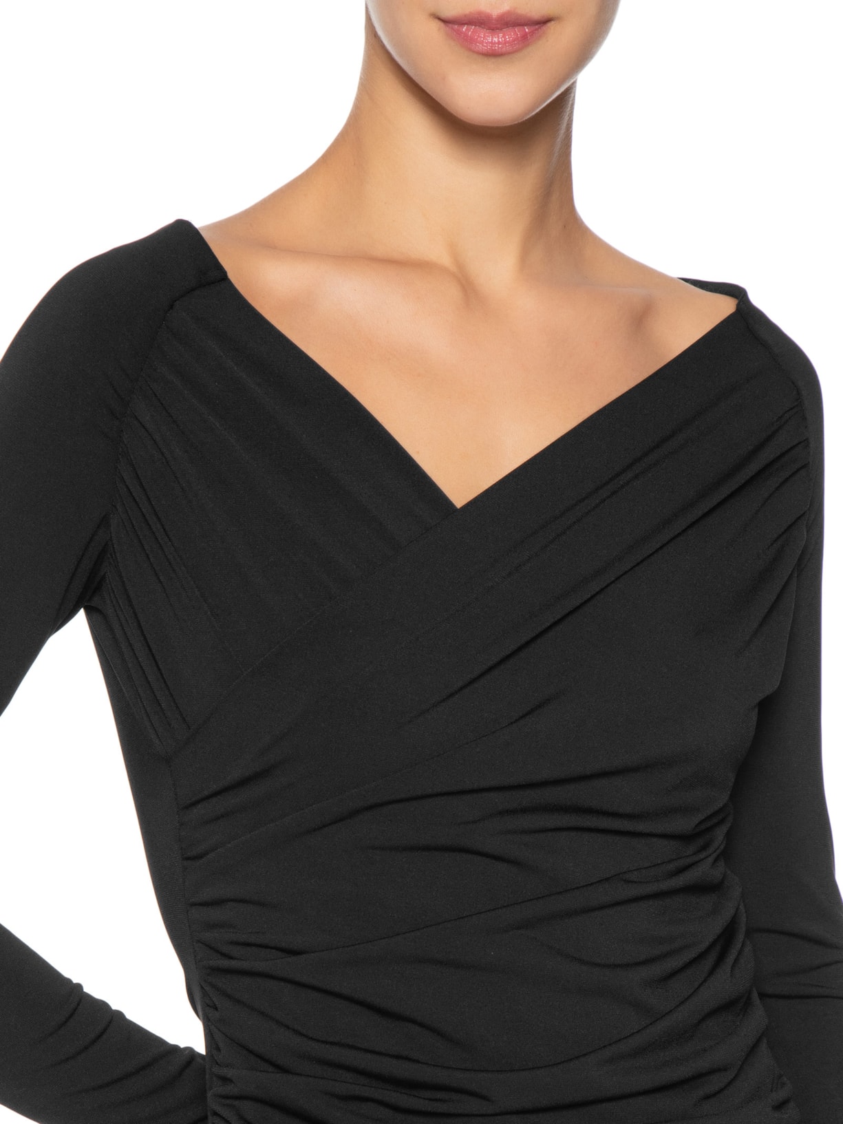 Blusa Feminina Transpassada Manga Longa Preto '2Essential