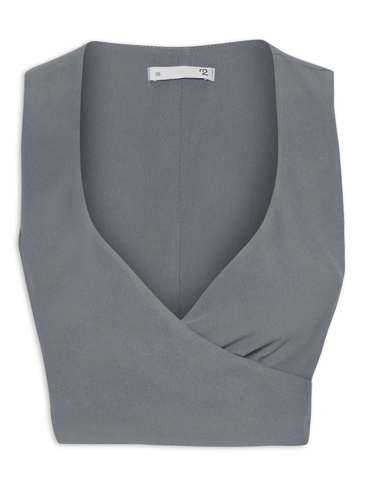 Blusa Feminina Transpasse Em Crepe - Cinza