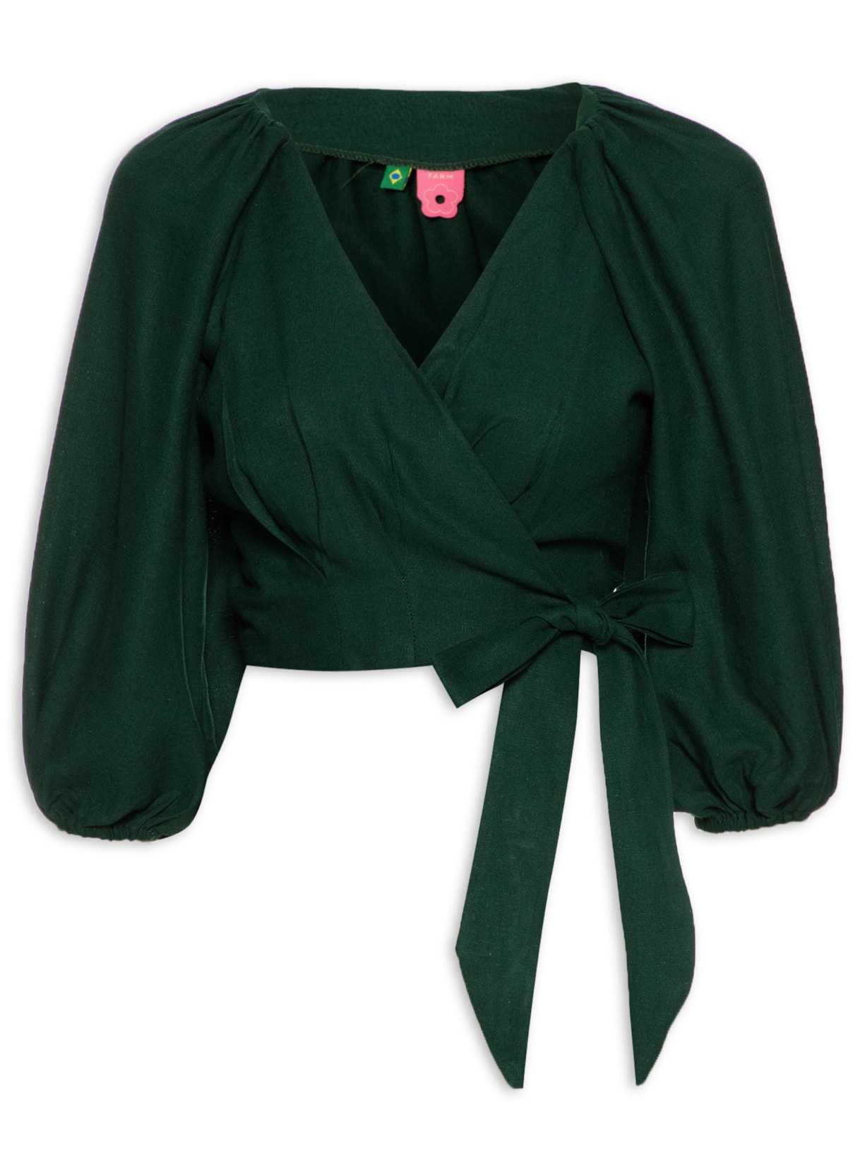 Blusa Feminina Transpasse Mangas - Verde