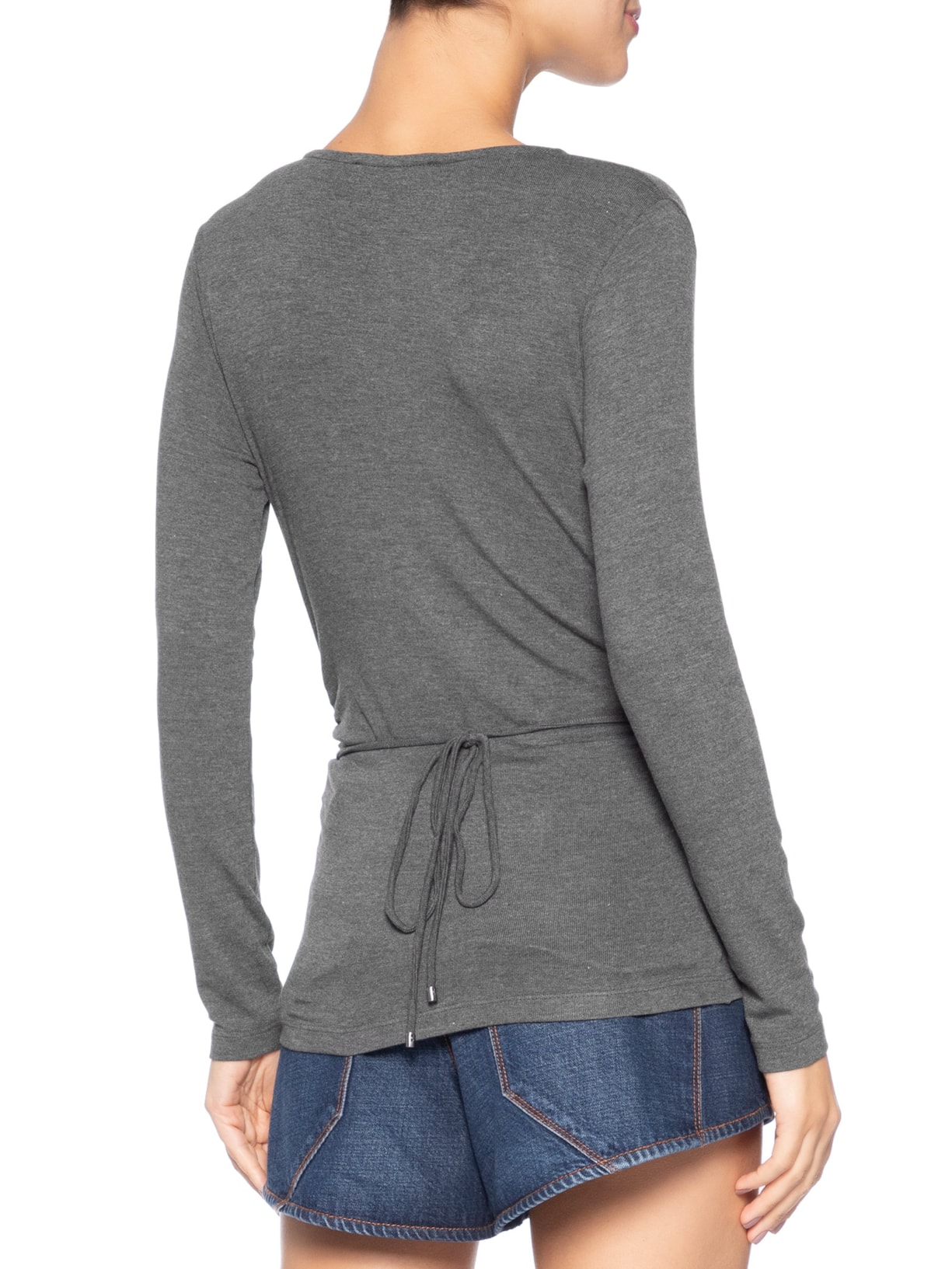 Blusa Feminina Transpasse Mescla Cinza Animale