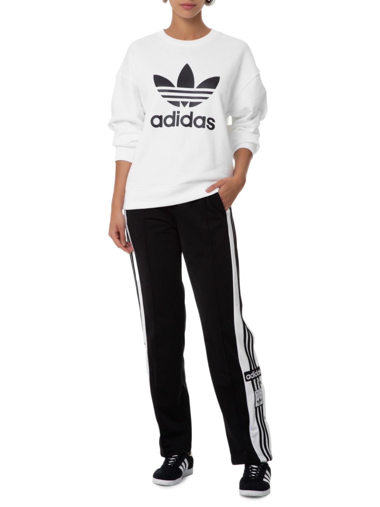 Blusa Feminina Trefoil Crew Branco Adidas Originals